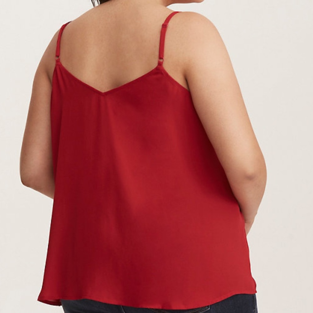 Torrid Red Georgette Asymmetrical Ruffle Cami Top - Picture 2 of 8